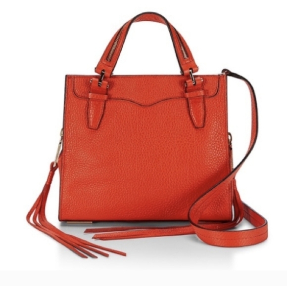 Rebecca Minkoff Leather Mini Blair Tote Crossbody Handbag in Poppy  *No Fringe - Picture 1 of 16